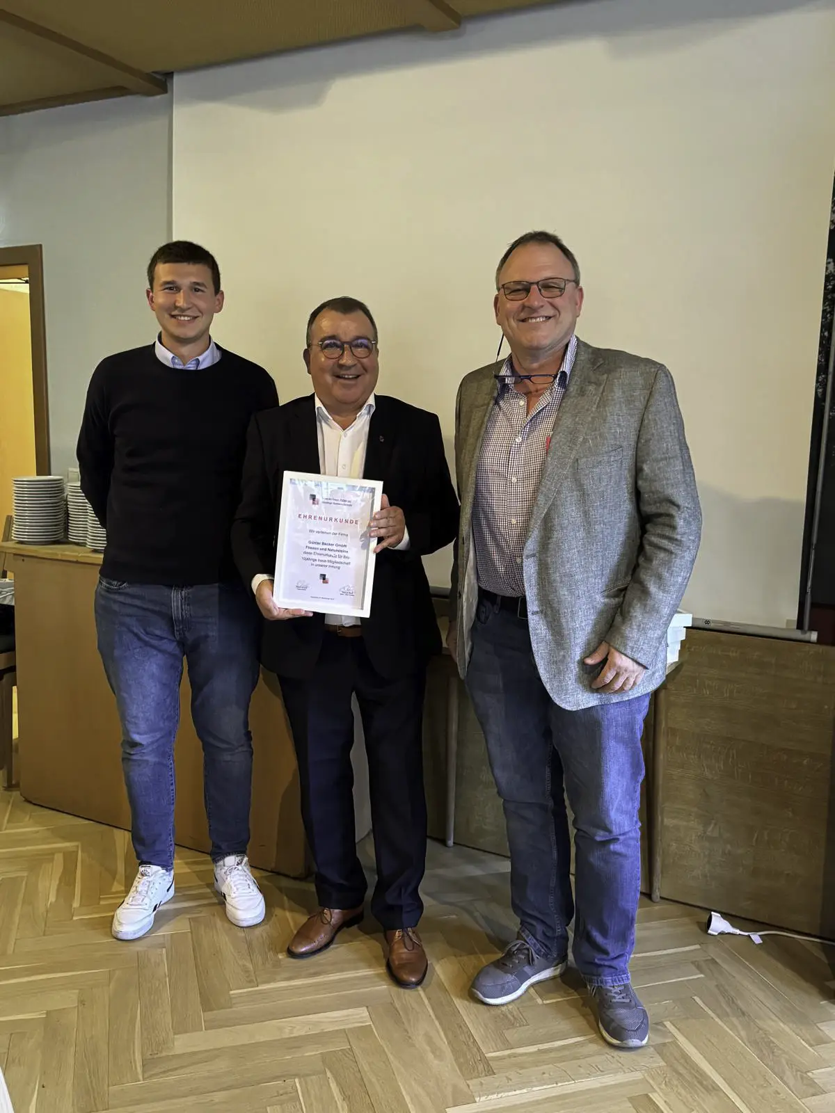 Urkunde für 10-jährige Mitgliedschaft für die Günter Becker GmbH